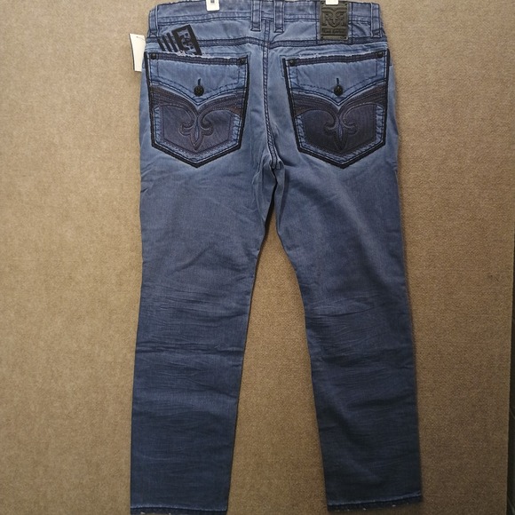 Rock Revival Blue Straight Men's Jeans - Picture 3 of 16